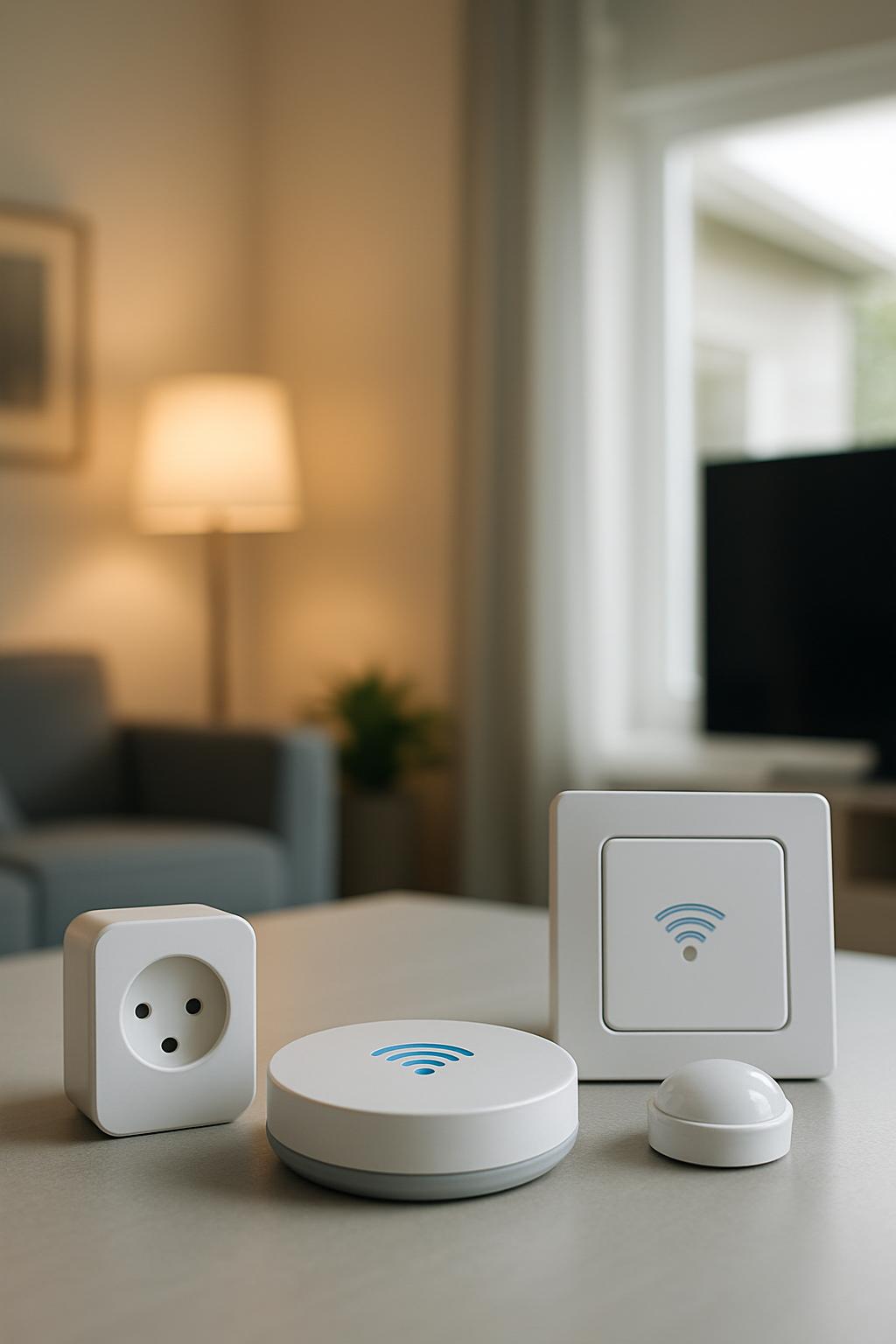 O texto alternativo para esta imagem é: "Configuração do sistema de Internet das Coisas (IoT) em uma sala moderna", imagem...